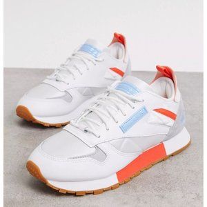 Reebok Classics leather DUX sneakers in white & vivid orange Size 7.5